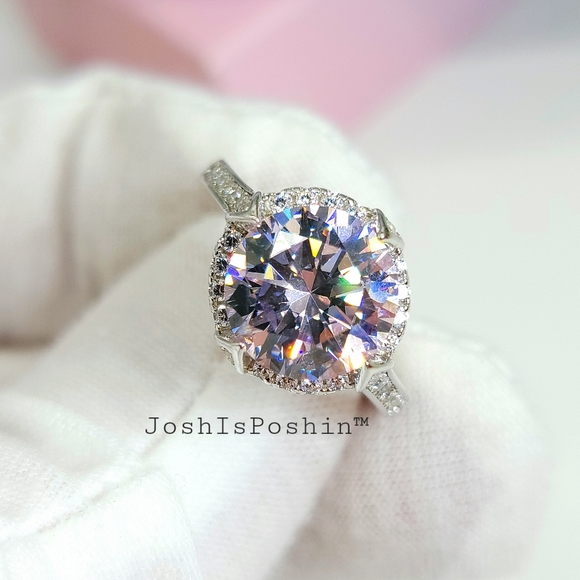 3.55CTW Pink diamond halo ring in sterling silver - Picture 14 of 17